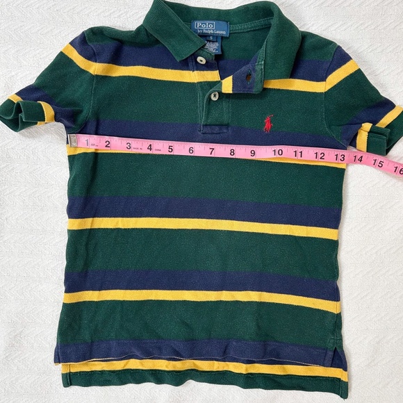 Polo Ralph Lauren Green Yellow Navy Short Sleeve Polo sz 5 - red logo - Picture 6 of 7